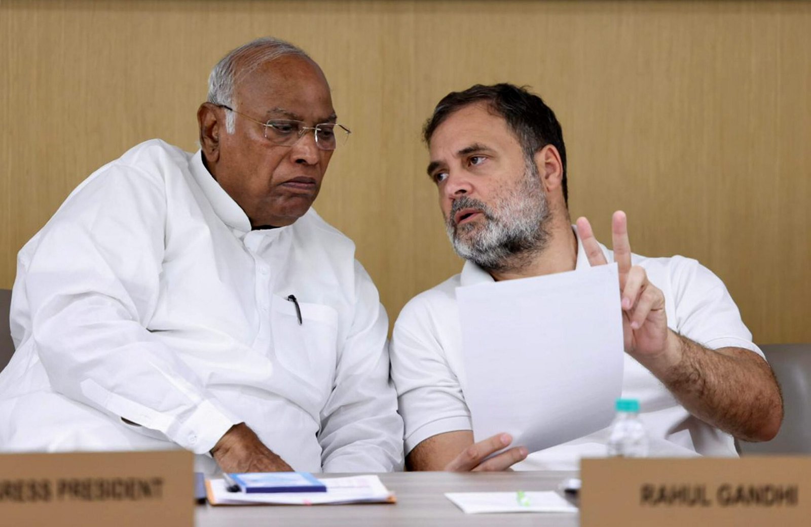 Senior Congress leaders addressing a press conference on Rajya Sabha nominations and national protests Senior Congress leaders addressing a press conference on Rajya Sabha nominations and national protests