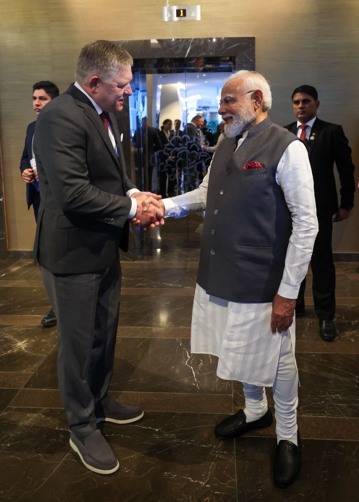 Prime Minister Narendra Modi and Slovak Prime Minister Robert Fico during bilateral talks in Bratislava.