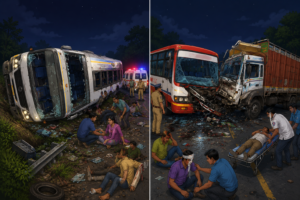 Woman killed, 20 injured in two separate road accidents in UP