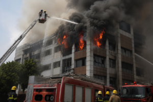 Fire breaks out at 3-storey commercial building in Lucknow’s Aliganj, 14 fire tenders deployed