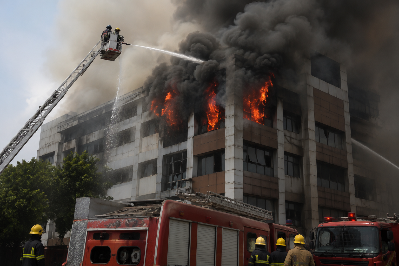 Fire breaks out at 3-storey commercial building in Lucknow’s Aliganj, 14 fire tenders deployed