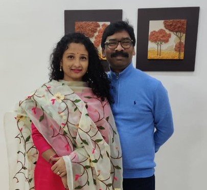 Jharkhand Chief Minister Hemant Soren and his wife, MLA Kalpana Soren, performing traditional rituals and offering prayers in front of the 16-armed deity inside the ancient Maa Deori Temple
