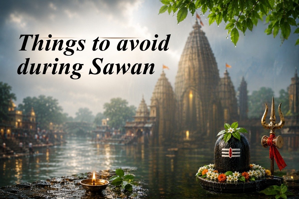 Things to Avoid During Sawan 2026 with Lord Shiva and Shivling illustration