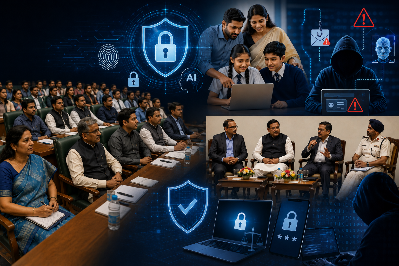 Jharkhand Assembly Speaker Rabindra Nath Mahato addressing the digital security workshop on cyber security and AI challenges.