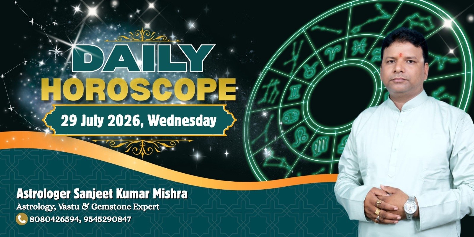 Zodiac sign chart wheel showing astrological planetary positions for daily horoscope forecast