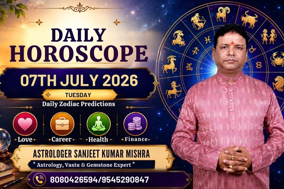 What do the stars have in store for you today? ✨🔮 Discover your daily horoscope predictions for career, relationships, and studies by Astrologer Sanjeet Kumar Mishra. Find your lucky numbers, colors, and simple remedies to bring peace and success to your day! Swipe to find your zodiac sign