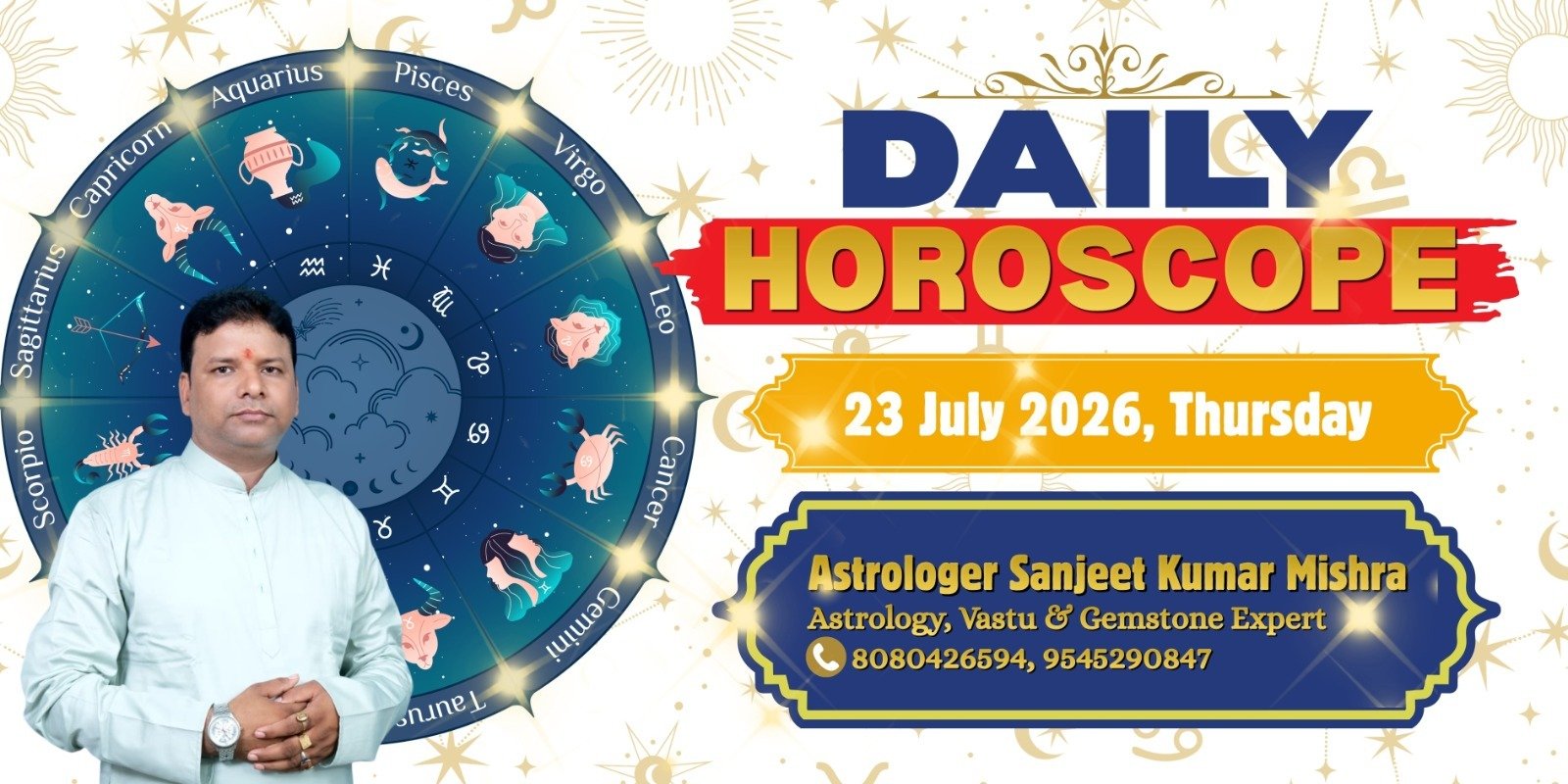 Daily Horoscope Predictions: From business gains for Cancer and job progress for Taurus to career and financial outlooks for all 12 zodiac signs.