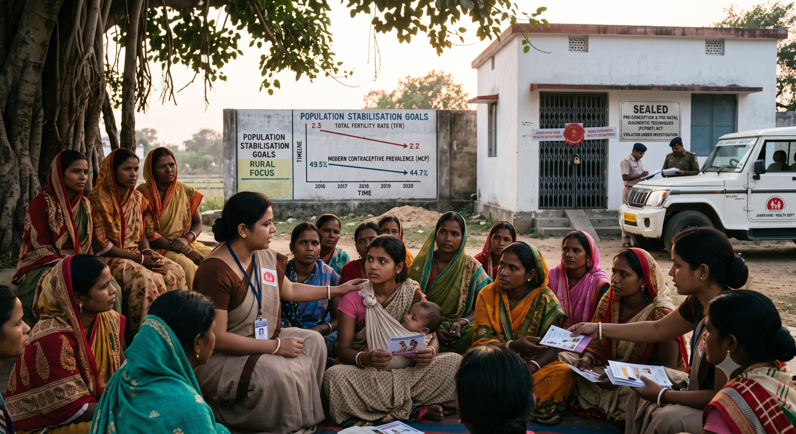 Medical equipment inside a modern healthcare clinic in Jharkhand representing family planning and maternal health initiatives.