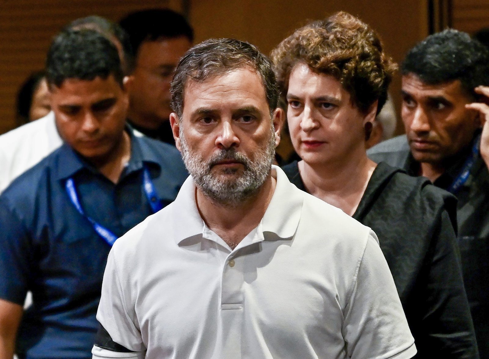 Leader of Opposition Rahul Gandhi addressing the media after meeting students protesting against paper leaks at Jantar Mantar in New Delhi.