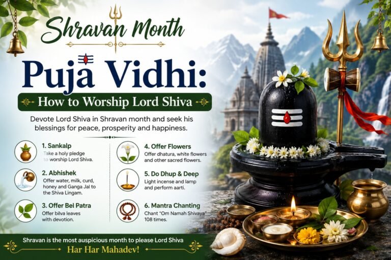 Shravan Maas 2026 Lord Shiva Puja Vidhi with Shivling, Bel Patra and Puja Samagri