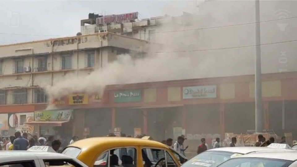 Fire services personnel and fire tenders deployed outside Sealdah Railway Station in Kolkata following a food stall blaze