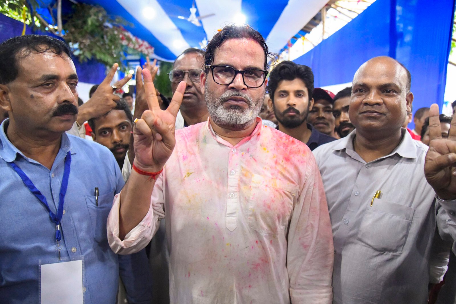 Jan Suraaj Party chief Prashant Kishor addressing supporters after winning the Bankipur assembly seat in Bihar by-election.