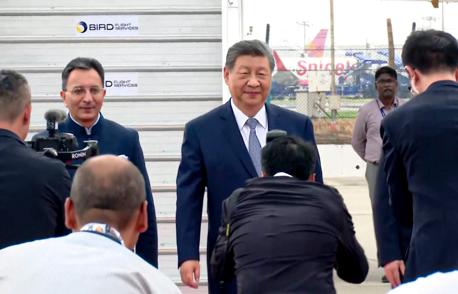 Chinese President Xi Jinping was received by Union Minister Jitin Prasada upon landing in New Delhi for the 18th BRICS Leaders' Summit.