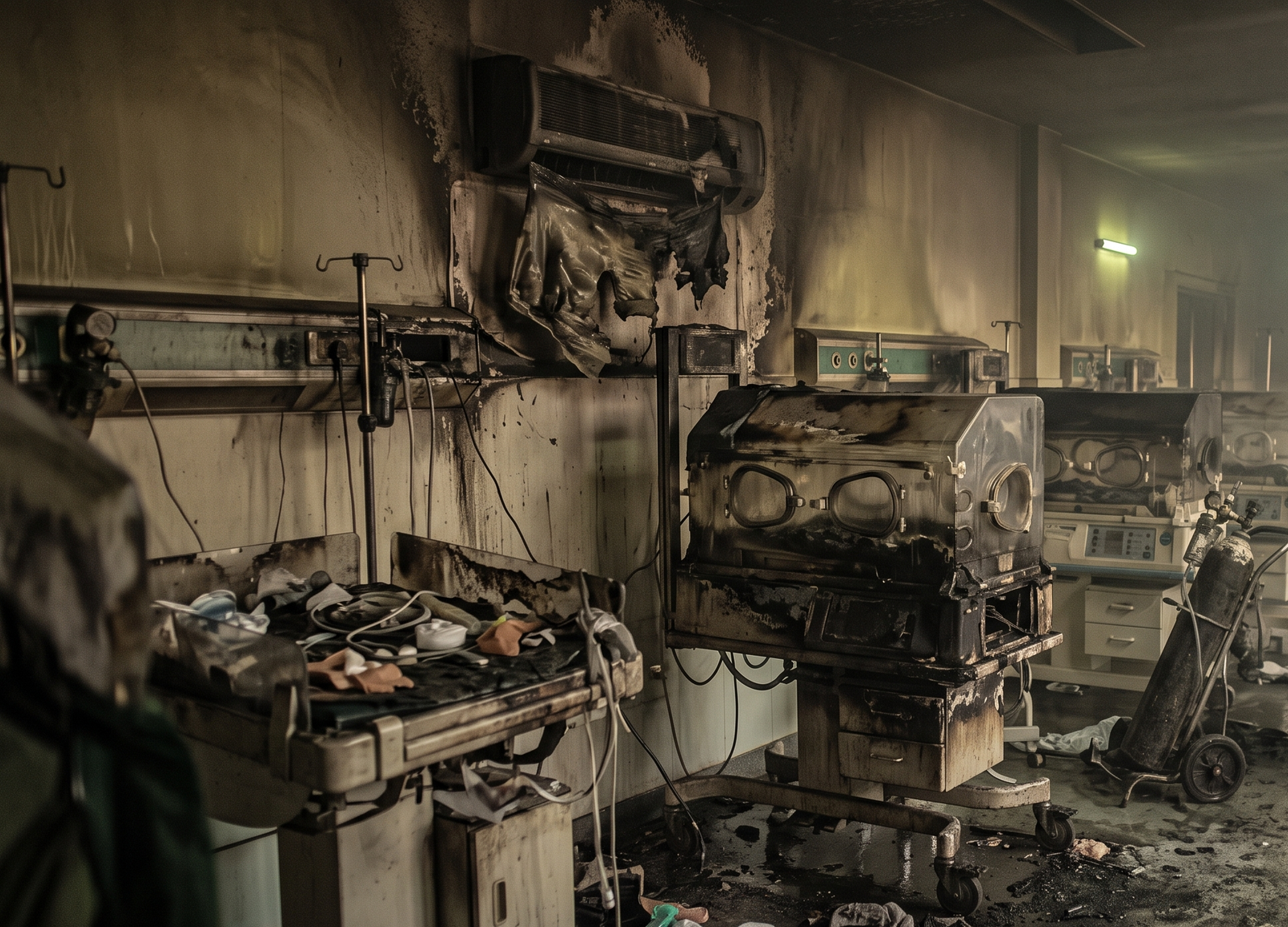 Two infants lost their lives and two others remain critical after an air-conditioner explosion triggered a fire at the SNCU ward of RIMS Hospital in Adilabad.