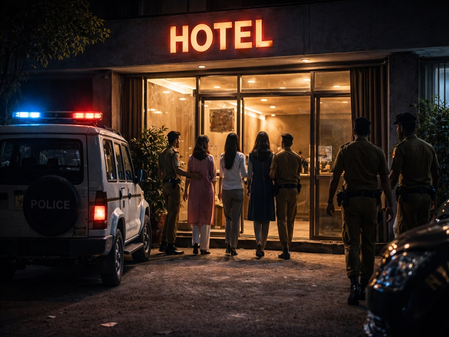 Officials from the Gujarat Police State Monitoring Cell carry out enforcement actions across multiple spas and a guesthouse in Mehsana district.