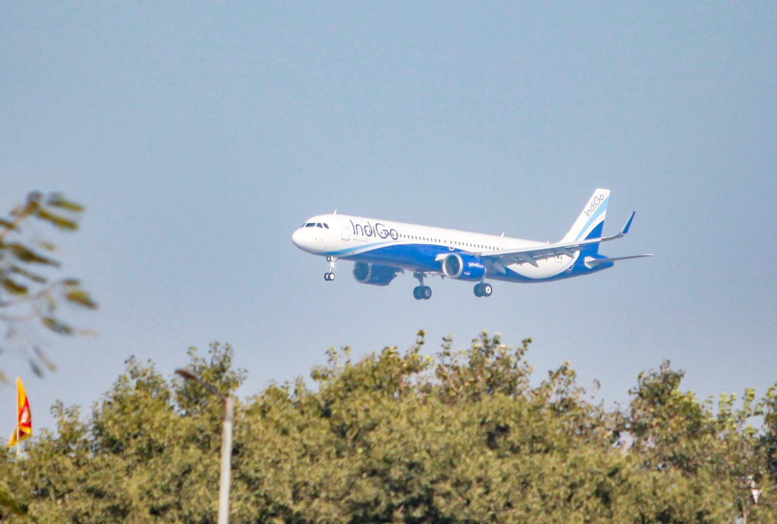 IndiGo flight parked at Srinagar Airport bay after contact with a visual docking guidance system pole