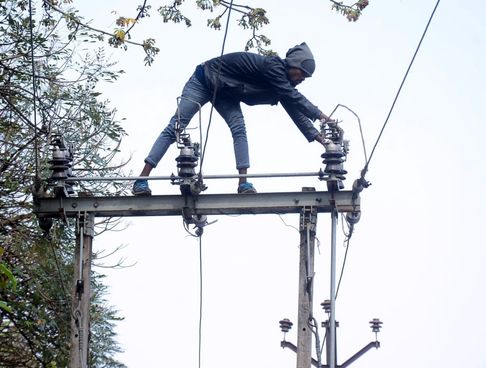 overhead power cables