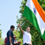 LoP Rahul Gandhi Waves National Flag as INDIA Bloc Demands CEC’s Resignation
